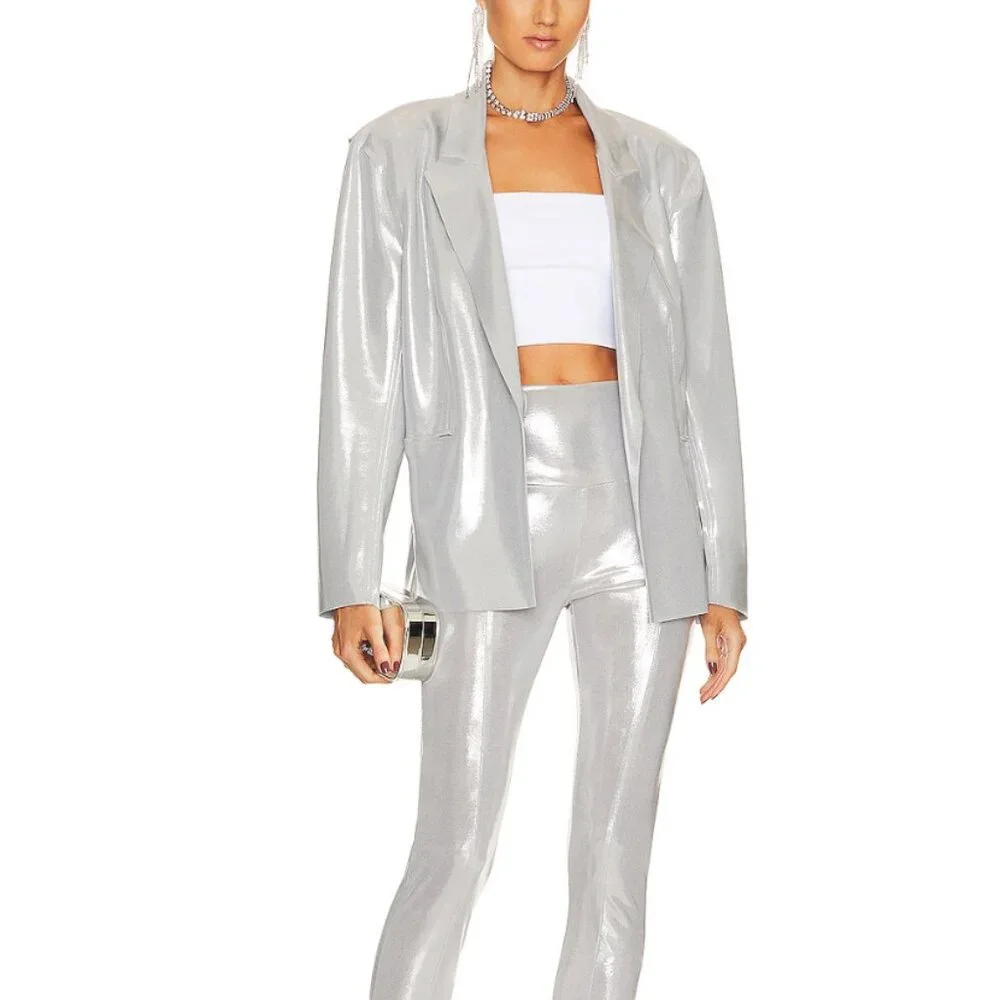 Norma Kamali Single Breasted Straight Fit Jacket - Silver - Picture 3 of 6
